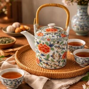 Vintage Takahashi-style Japanese
Teapot Bamboo Sakura Peony
Blossoms